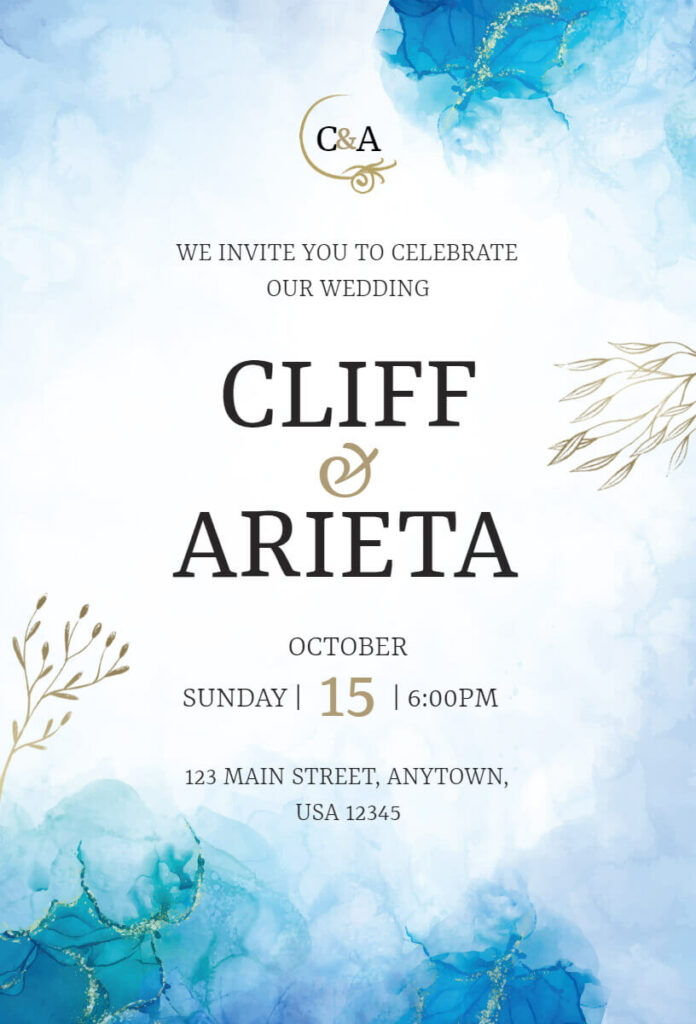 Blue Modern Wedding Invitation