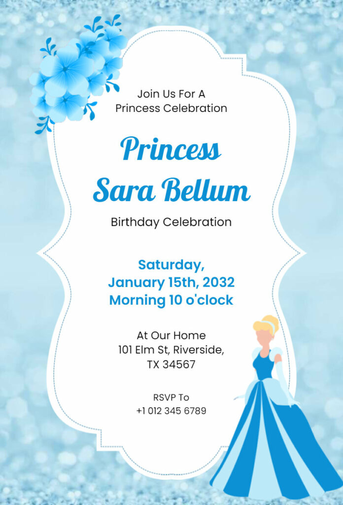 Cinderella Theme Birthday Invitation Template