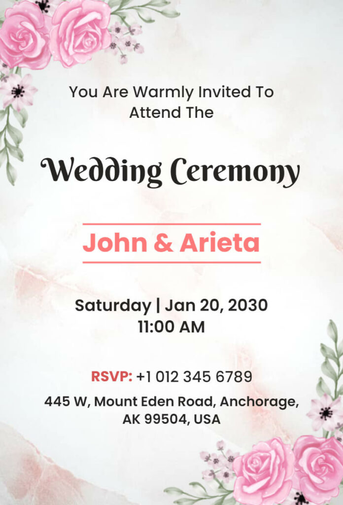 Floral Wedding Ceremony Invitation