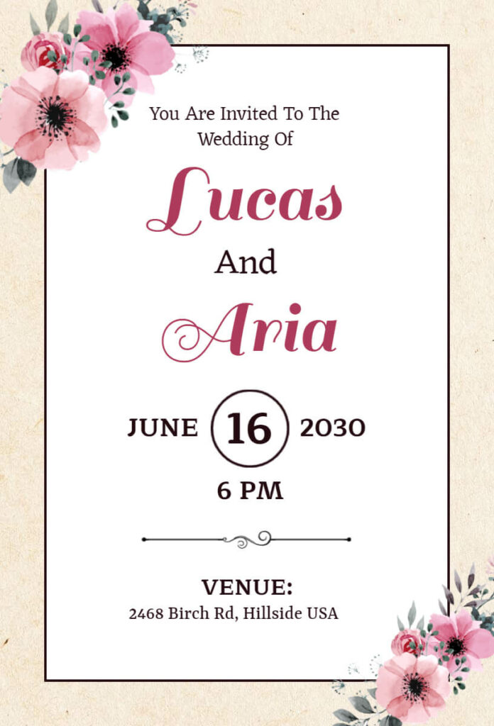 Floral Rustic Wedding Invitation Design