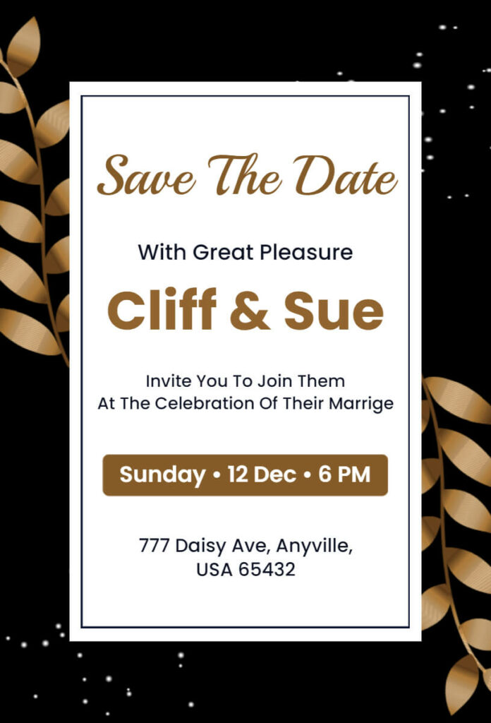 Black & Golden Wedding Invitation Design