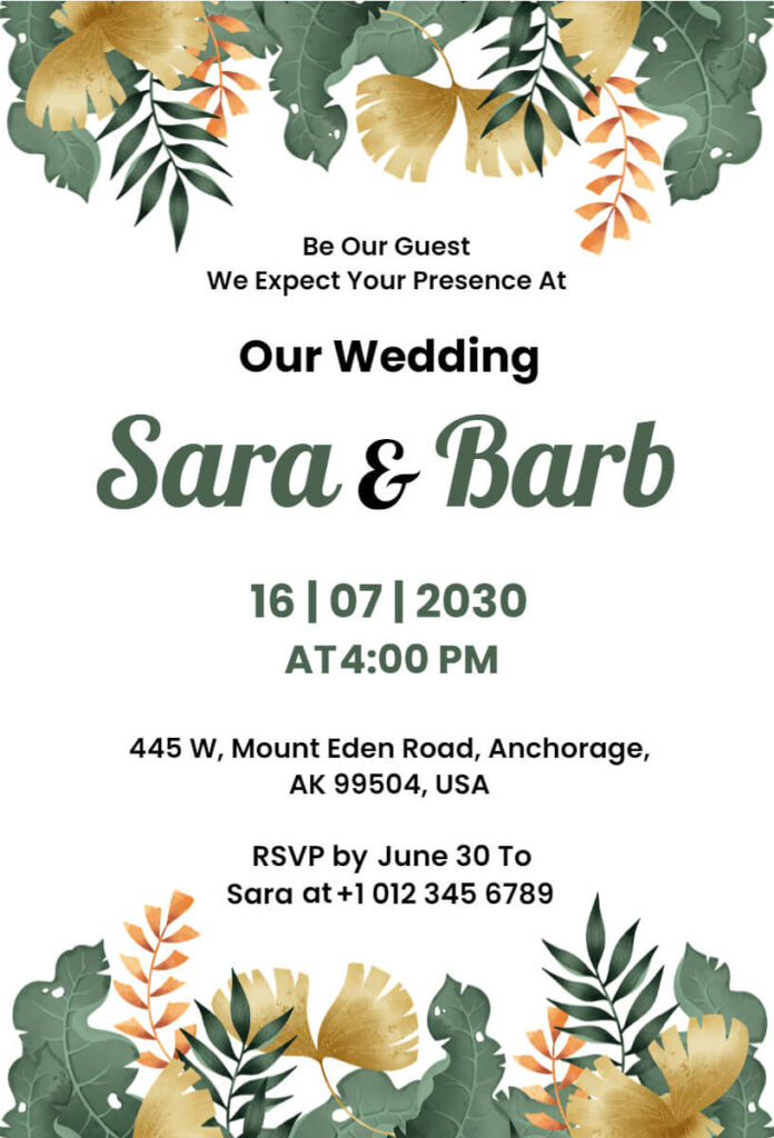 Leafy Wedding Invitation Design