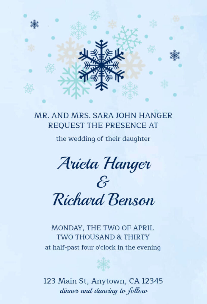 Snowflake Wedding Invitation Design