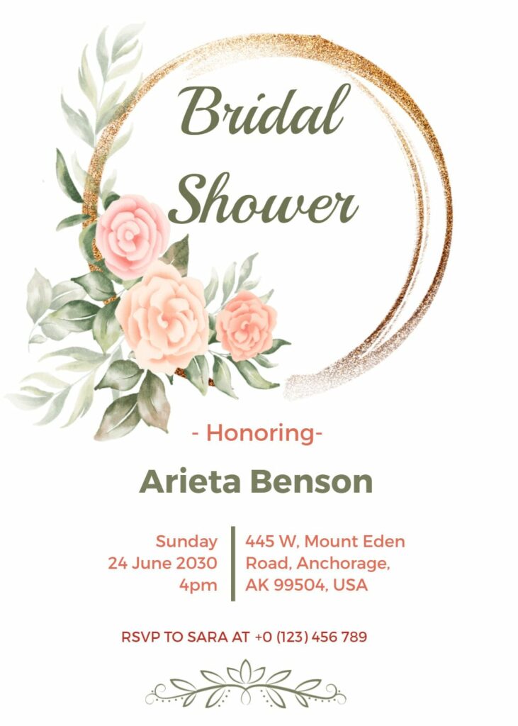 White Bridal Shower Invitation Template