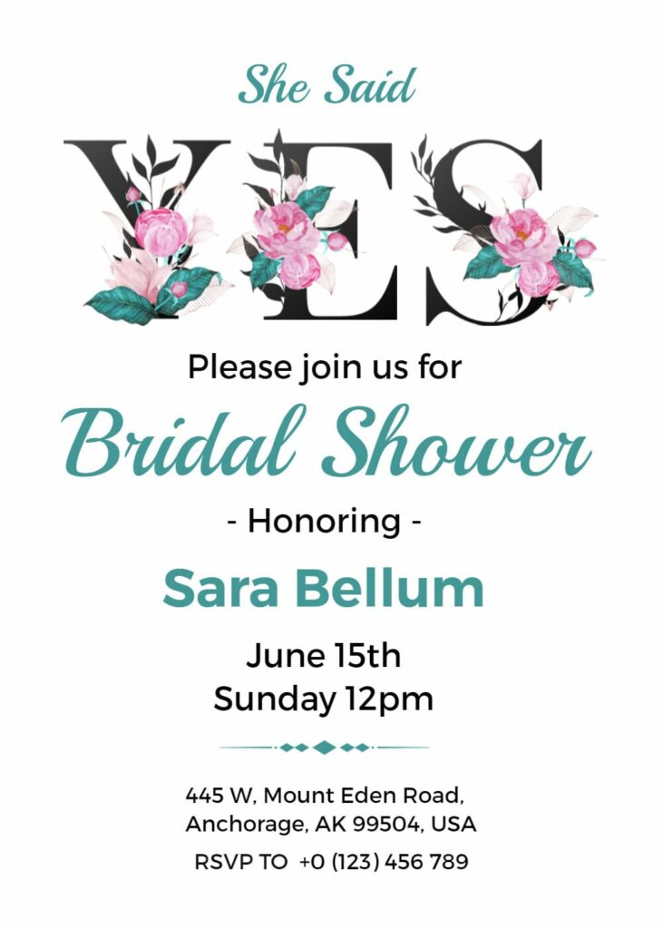 White Bridal Shower Invitation Template