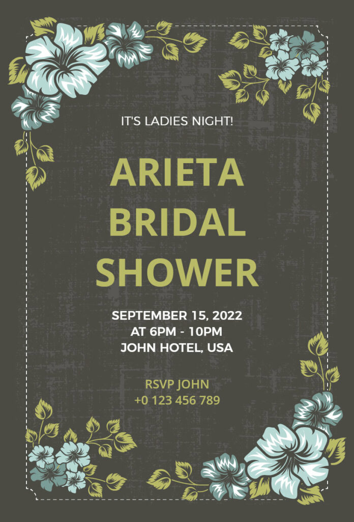 Fuscous Gray Bridal Shower Invitation Template