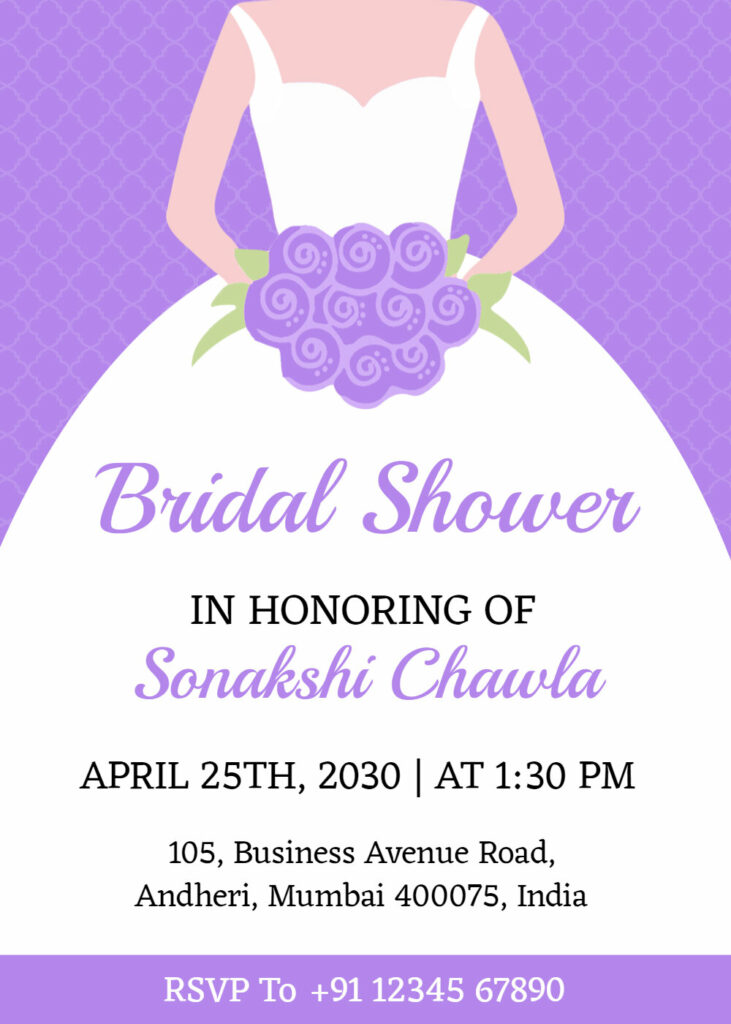Purple Bridal Shower Invitation Template