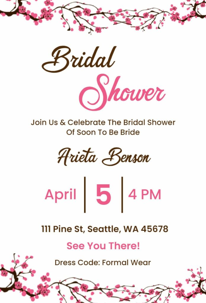 Blossom Bridal Shower Invitation Template