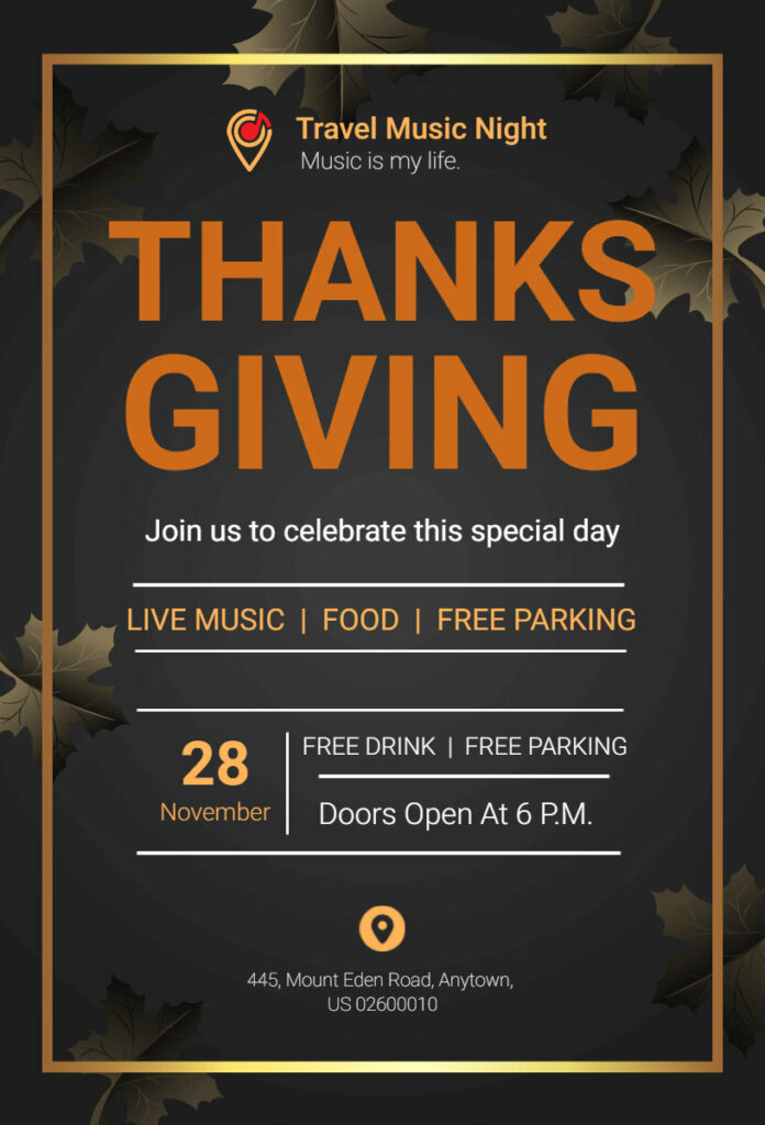 Black Thanksgiving Invitation Template
