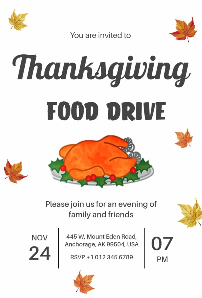 Thanksgiving Food Drive Invitation Template