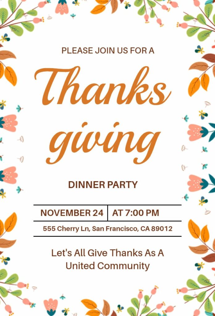 Thanksgiving Celebration Invitation Template