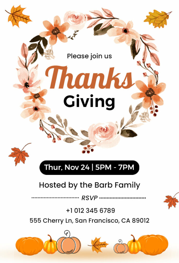 Thanksgiving Dinner Party Invitation Template