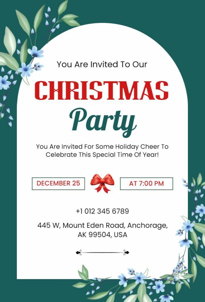 Floral Christmas Party Invitation Templates