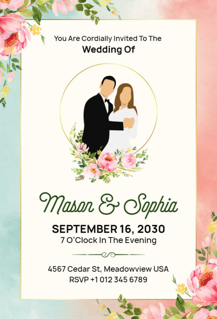 Rustic Floral Wedding Invitation Template