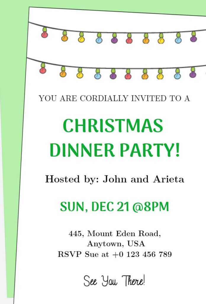 White and Green Christmas Invitation Templates