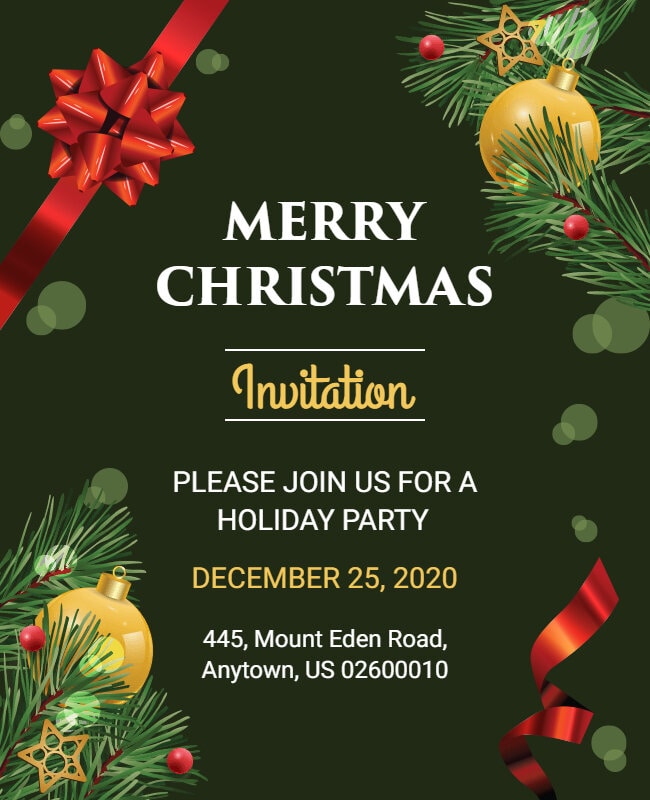 Black Olive Christmas Invitation Templates