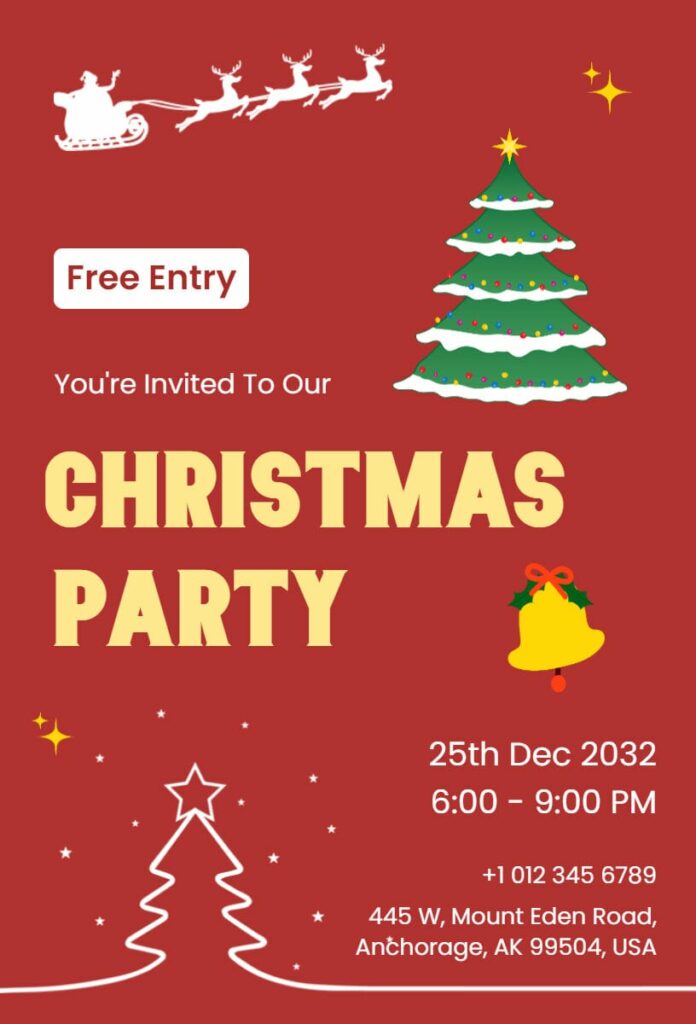 Red Christmas Party Invitation Templates