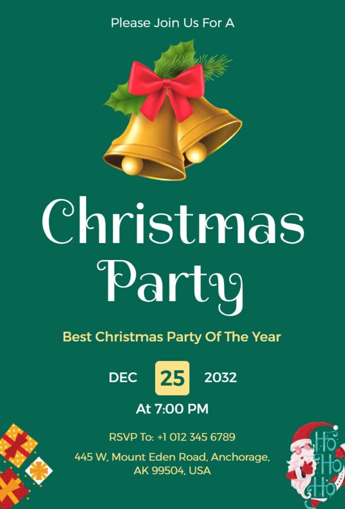 Green Christmas Party Invitation Templates
