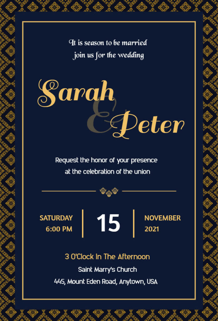 Dark Color Wedding Invitation