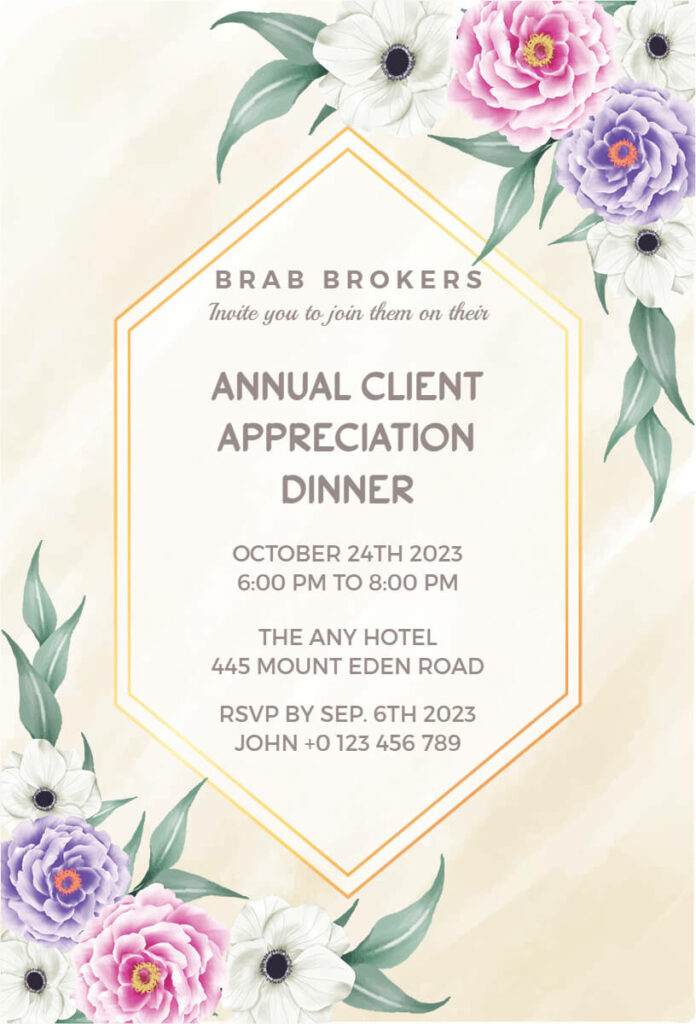 Floral Dinner Event Invitation Template