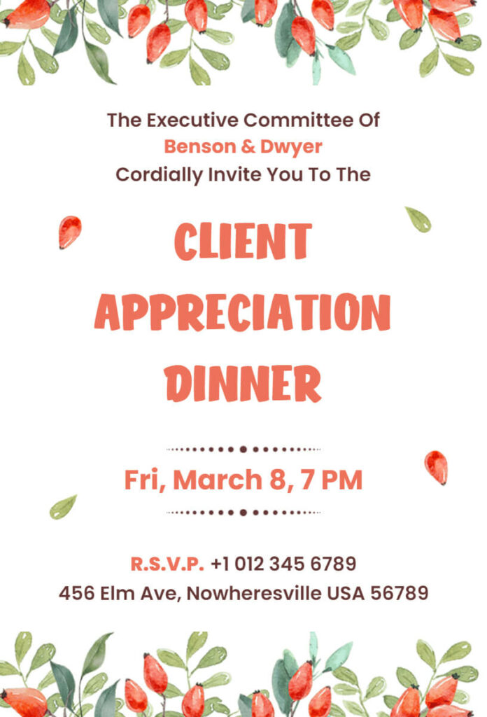 Client Appreciation Dinner Invitation Template