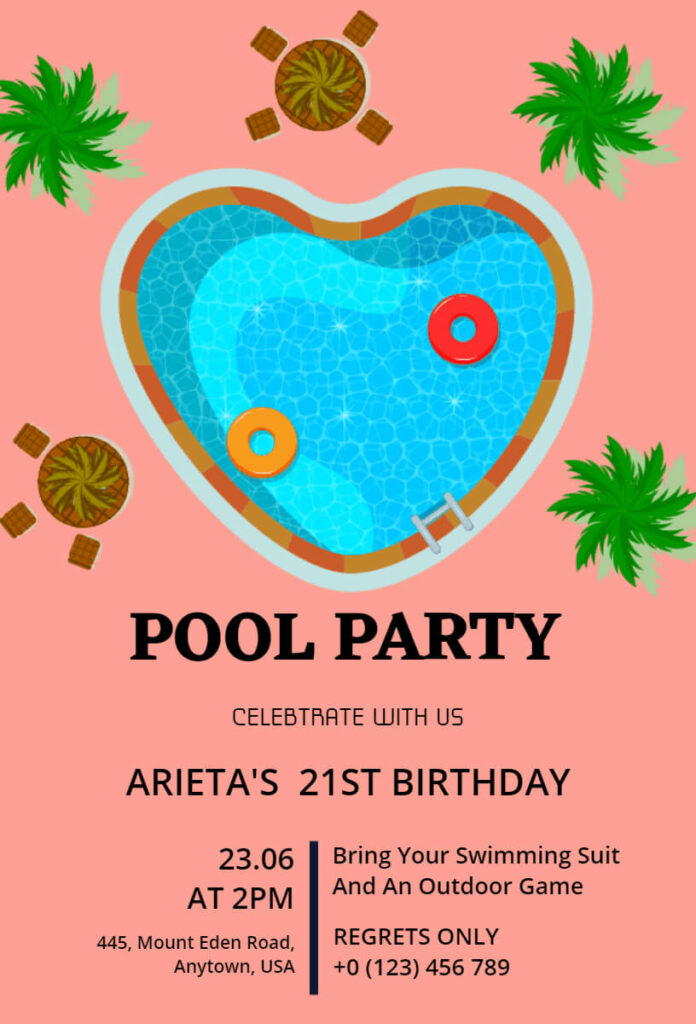 Birthday Pool Party Invitation Template
