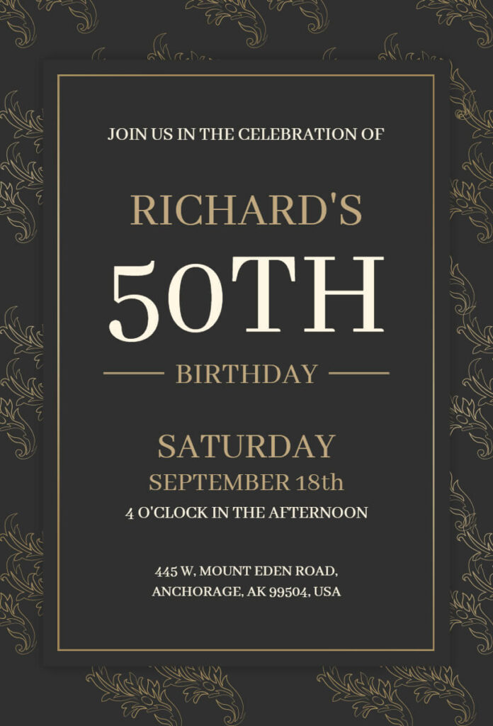 50th Birthday Celebration Invitation Templates