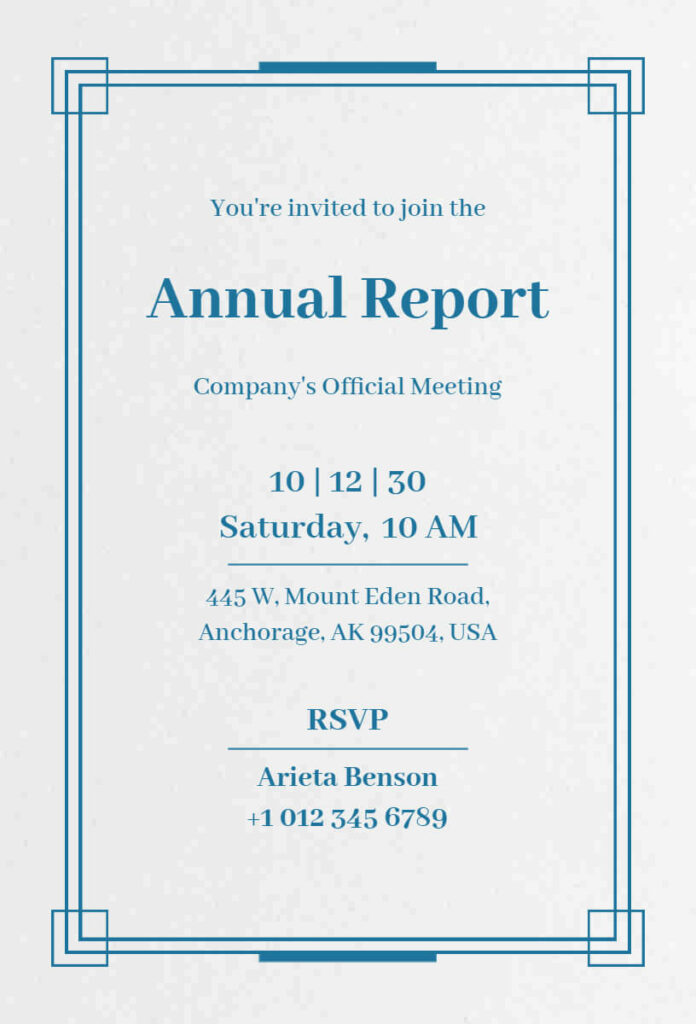 Annual Report Meeting Invitation Templates