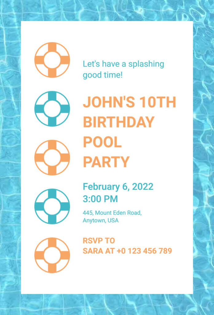 Shakespeare Pool Party Invitation Template
