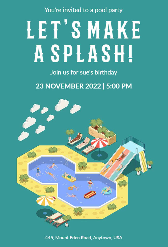 Keppel Pool Party Invitation Template