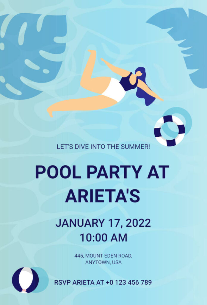 Bright Pool Party Invitation Template