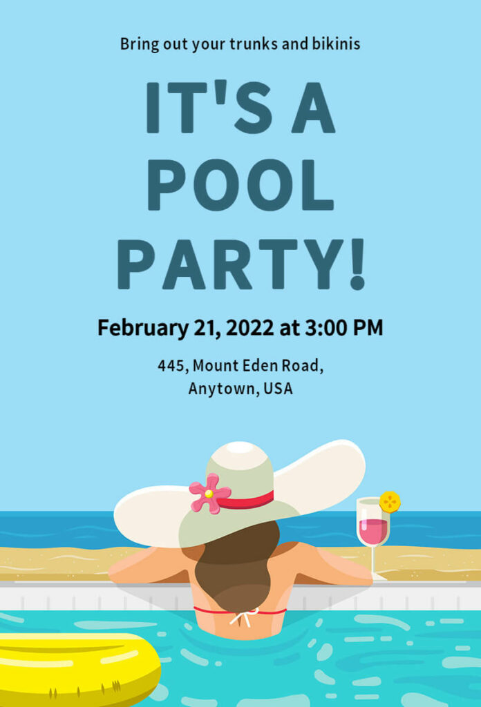 Modern Pool Party Invitation Template