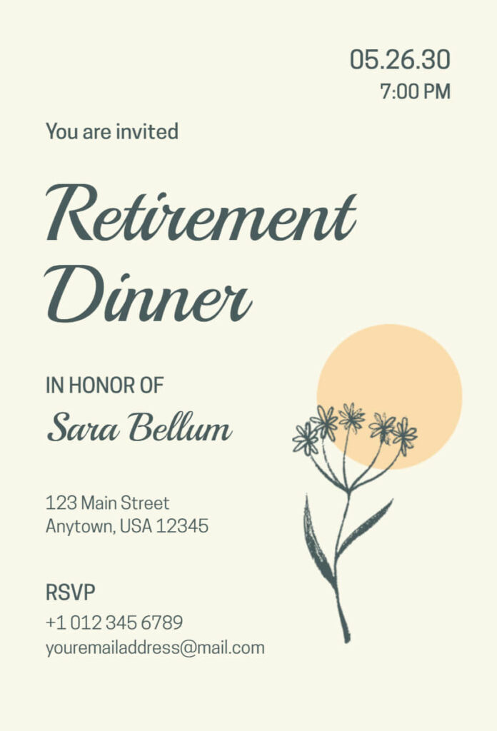 Formal Retirement Dinner Invitation Templates