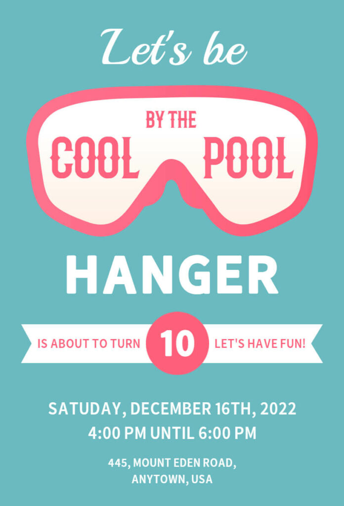 Fountain Blue Pool Party Invitation Template