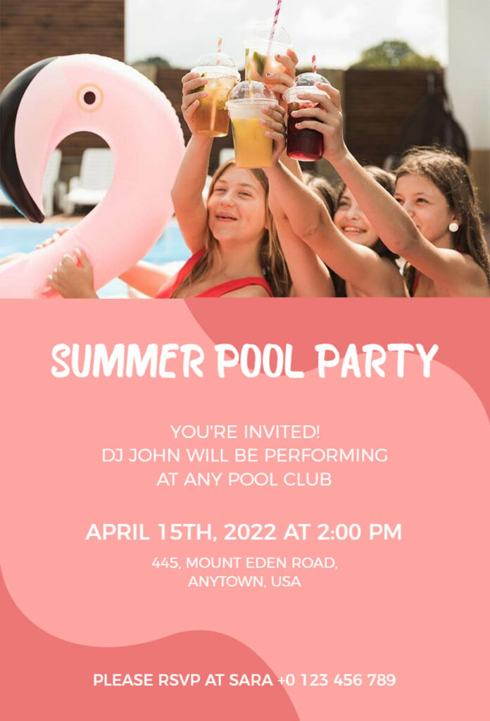 Abstract Pool Party Invitation Template