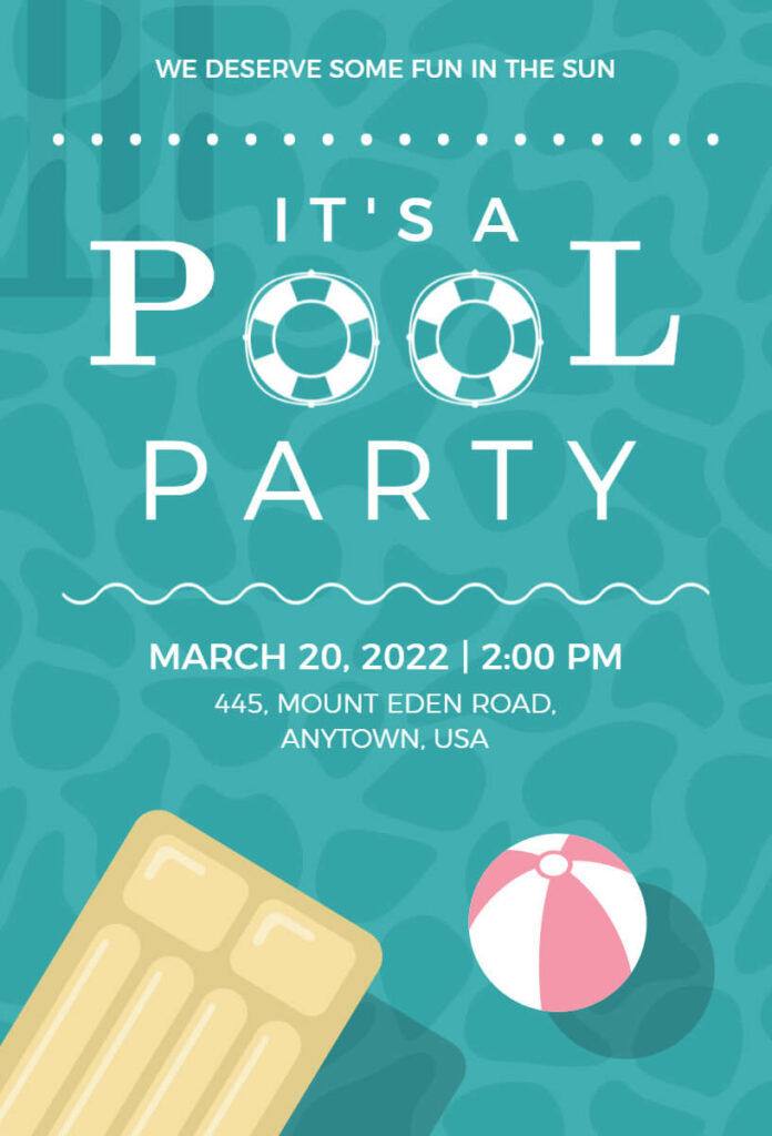 Pelorous Pool Party Invitation Template