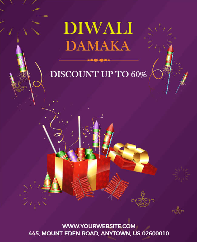 Purple Decorative Diwali Invitation Templates