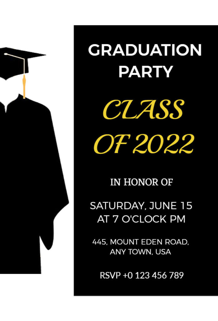 Black Graduation Party Invitation Template