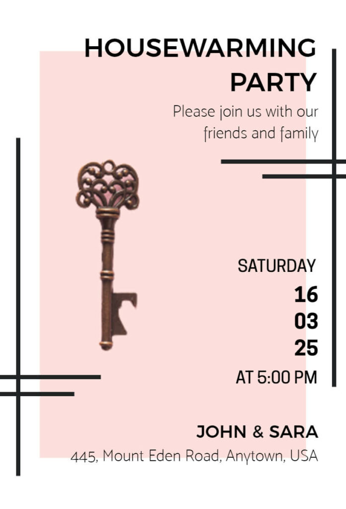 Pink Housewarming Party Invitation Template