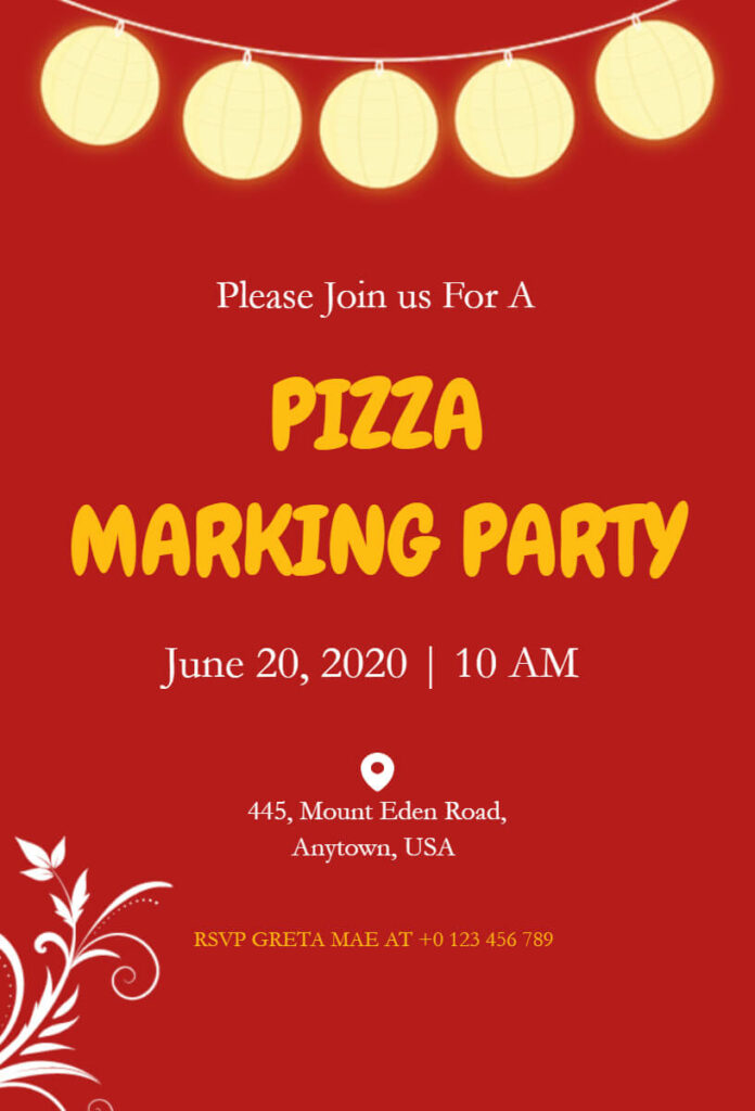 Pizza Marking Dinner Invitation Template