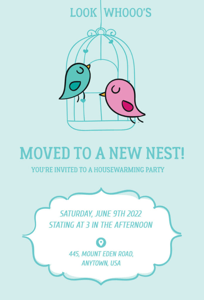 Bird Theme Housewarming Invitation Template