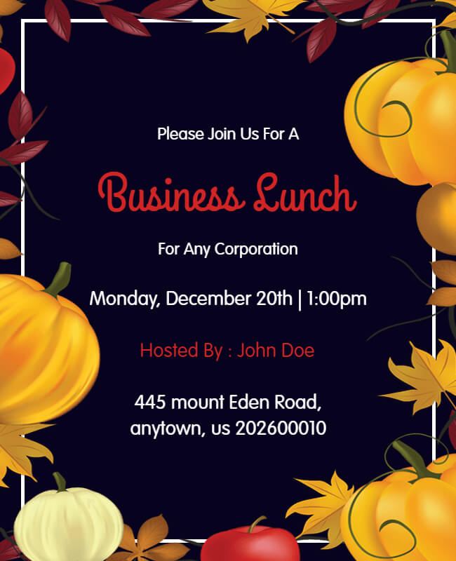 Business Lunch and Dinner Invitation Template