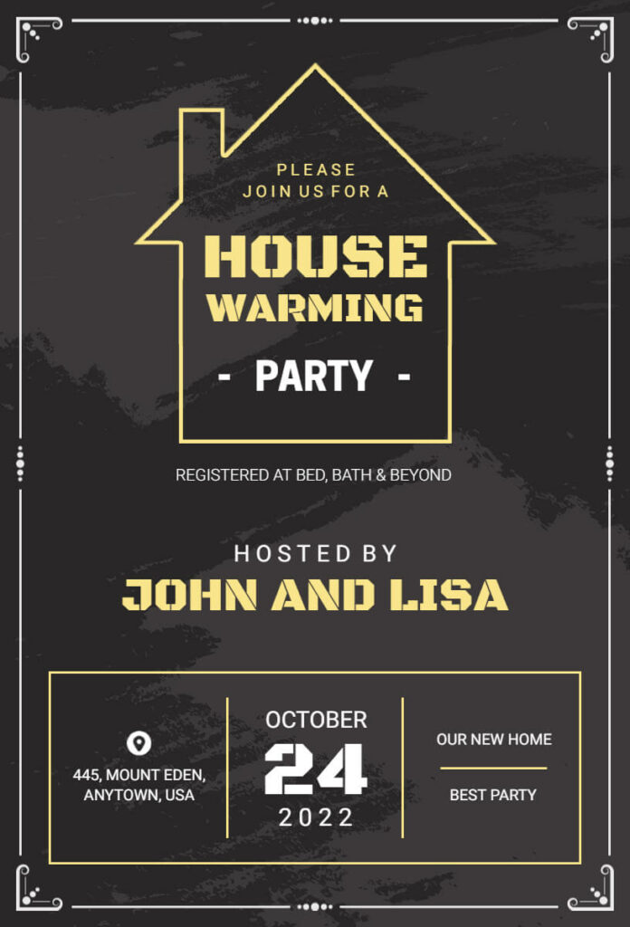 Black Housewarming Party Invitation Template