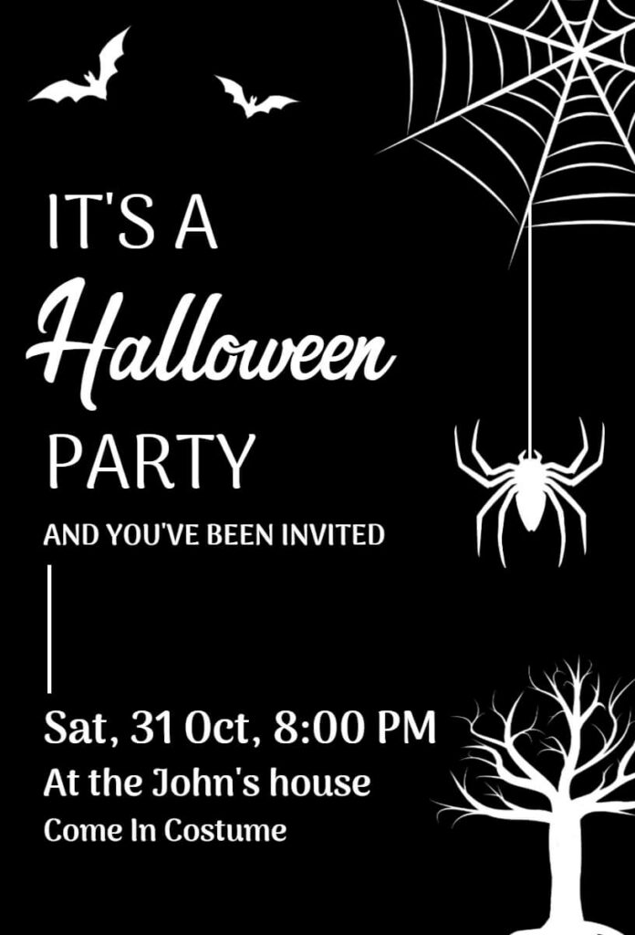 Black & White Halloween Invitation Template