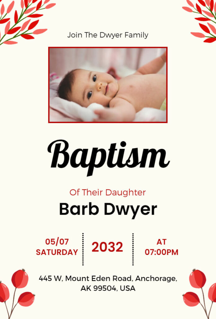 Floral Baptism Invitation Templates