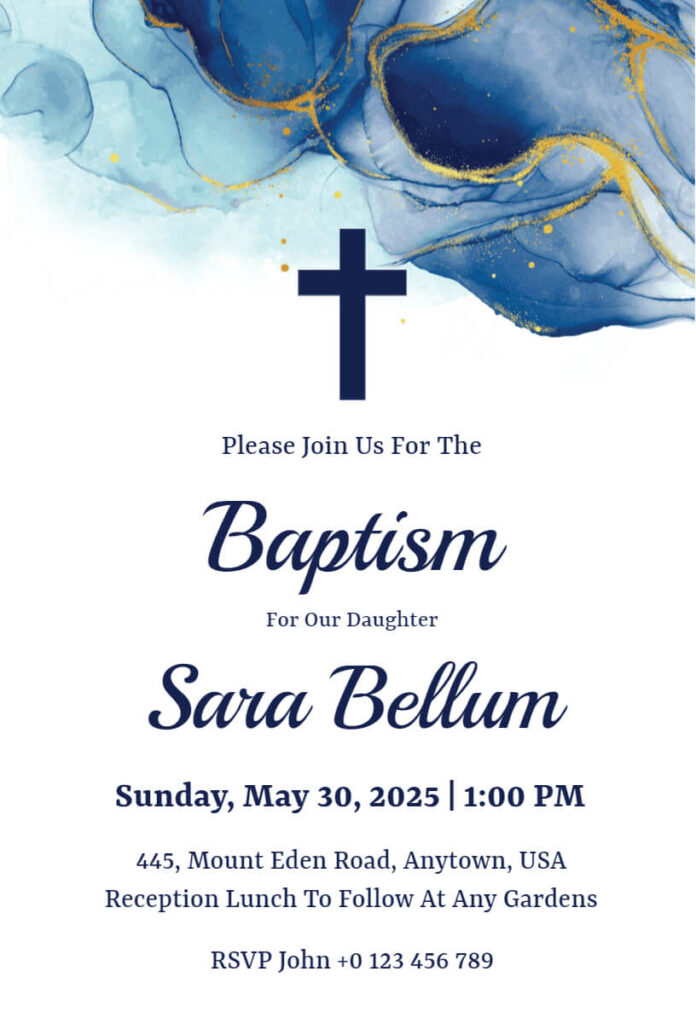 Watercolor Baptism Invitation Templates