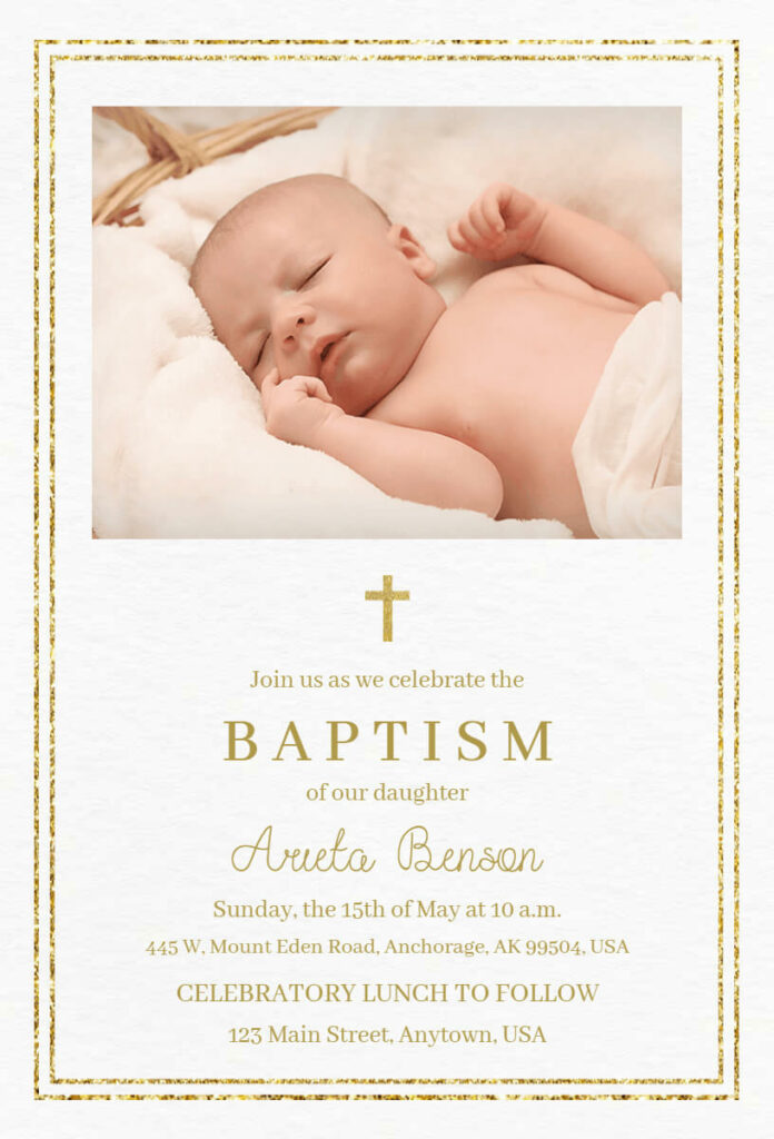 Glitter Baptism Invitation Templates