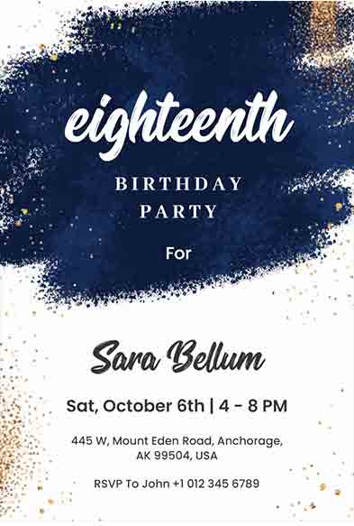 Brush 18th Birthday Party Invitation Template