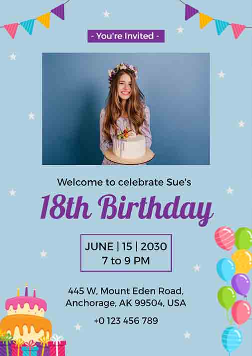 Decorative 18th Birthday Invitation Templates