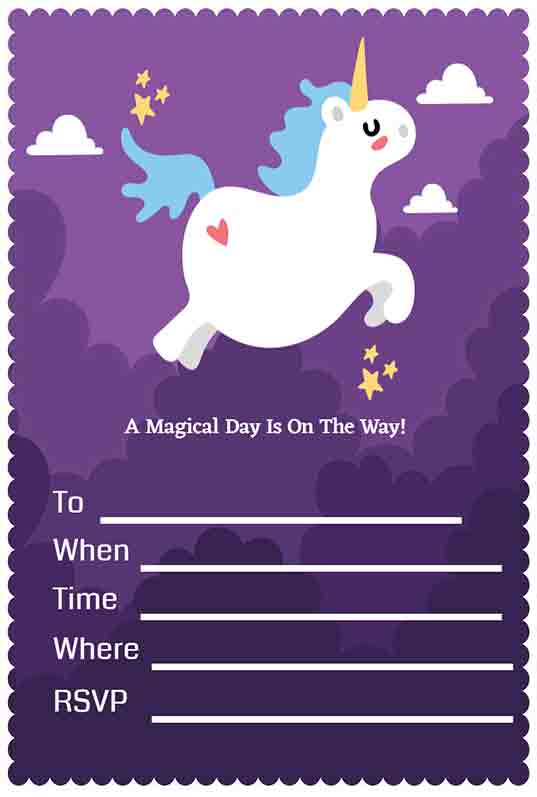 Unicorn Theme Invitation Template